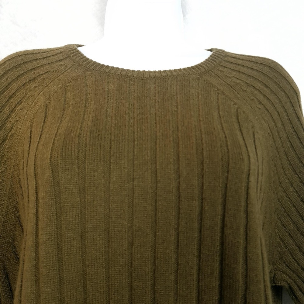 ME+EM Sweater Womens Medium Green Merino Cashmere Rib Crop Short Sleeve Knit - Picture 3 of 16